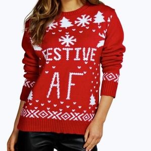 NWT Boohoo Festive AF Sweater